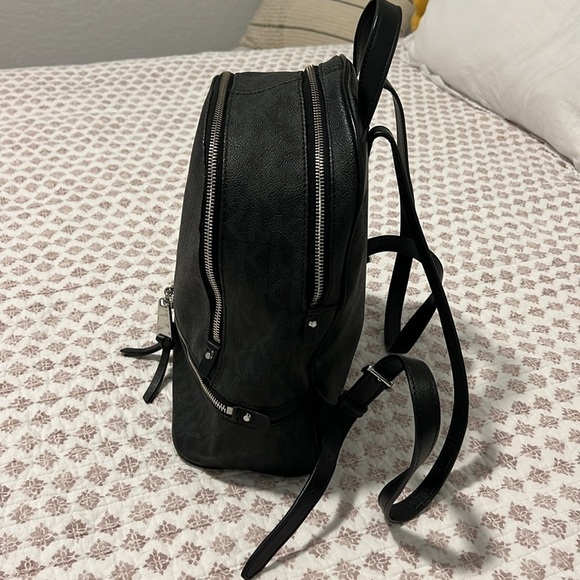 Michael Kors Rhea Medium Signature Backpack Handbag Black with Silver Hardware - Picture 8 of 17